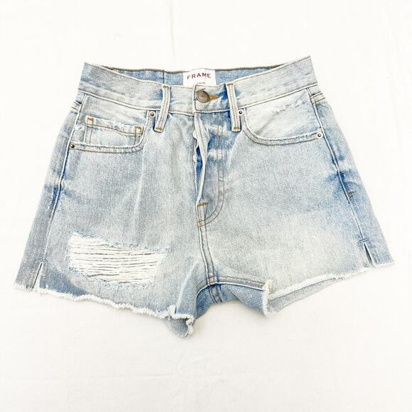 Frame Rigid Re-Release Le Original Short Button Fly Lt Wash Denim Jeans Size 23 - Picture 1 of 6